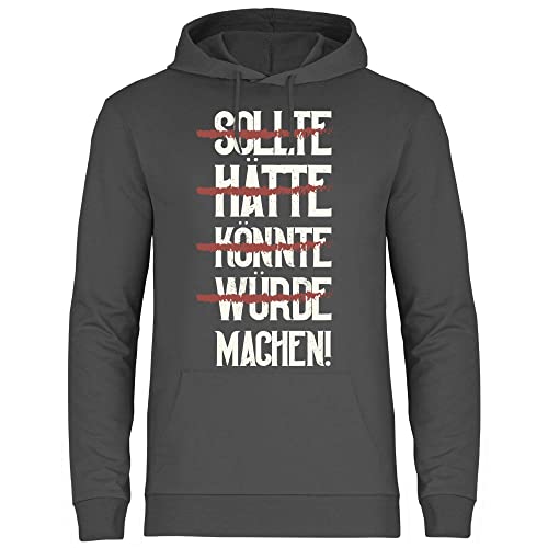 wowshirt Herren Hoodie Hätte Könnte Sollte Würde Machen Fitness Motivationspruch, Größe:4XL, Farbe:Light Graphite von wowshirt