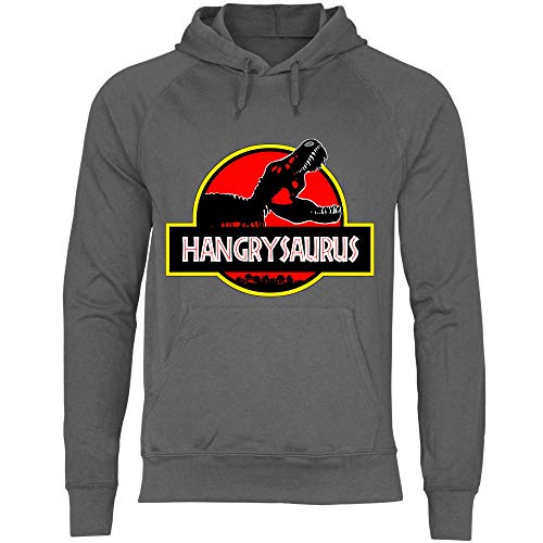 wowshirt Herren Hoodie Hangrysaurus Retro Dinosaurier Geschenkidee Premium T-Rex Geschenk, Größe:XXL, Farbe:Light Graphite von wowshirt