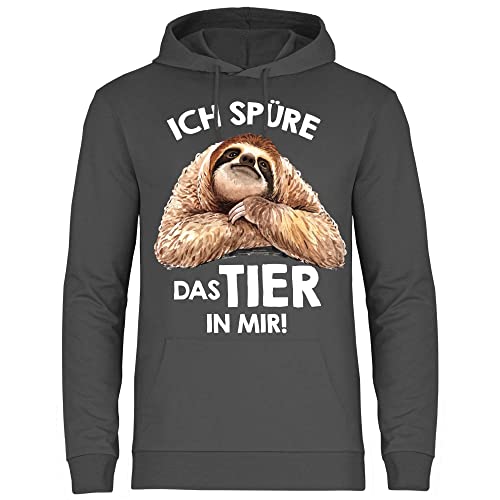 wowshirt Herren Hoodie Ich Sprüre Das Tier In Mir Faultier Morgenmuffel Montag Faulenzer, Größe:L, Farbe:Light Graphite von wowshirt