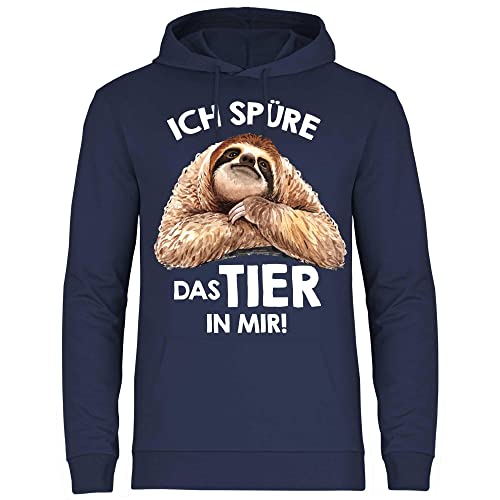 wowshirt Herren Hoodie Ich Sprüre Das Tier In Mir Faultier Morgenmuffel Montag Faulenzer, Größe:S, Farbe:Deep Navy von wowshirt