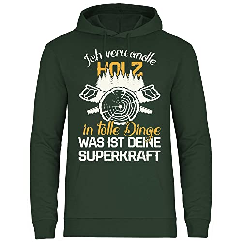 wowshirt Herren Hoodie Ich Verwandle Holz In tolle Dinge Holzarbeiter Tischler Zimmermann Schreiner, Größe:3XL, Farbe:Bottle Green von wowshirt