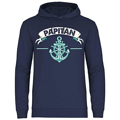 wowshirt Herren Hoodie Kapitän Papitän Segeln Segler Skipper Angler Bootsfahrer Kompass Vatertag, Größe:L, Farbe:Deep Navy von wowshirt