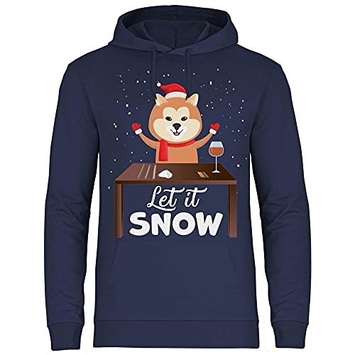 wowshirt Herren Hoodie Let It Snow Akita Weihnachtsmotiv Weihnachten Nikolaus Ugly Christmas, Größe:M, Farbe:Deep Navy von wowshirt