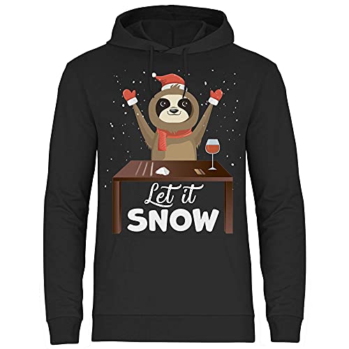 wowshirt Herren Hoodie Let It Snow Faultier Weihnachtsmotiv Weihnachten Nikolaus Ugly Christmas, Größe:3XL, Farbe:Black von wowshirt