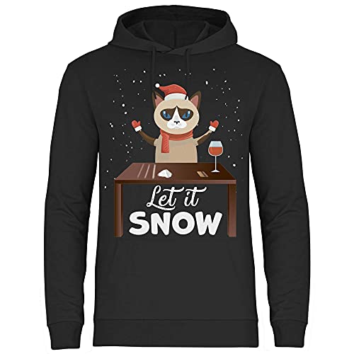 wowshirt Herren Hoodie Let It Snow Katze Weihnachtsmotiv Weihnachten Nikolaus, Größe:L, Farbe:Black von wowshirt