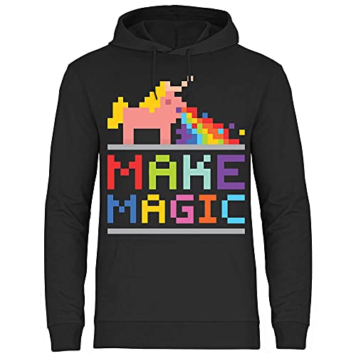 wowshirt Herren Hoodie Make Magic Unicorn Kotzendes Einhorn Regenbogen, Größe:S, Farbe:Black von wowshirt