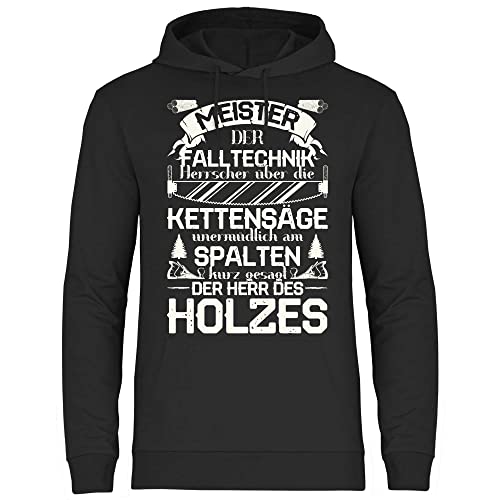 wowshirt Herren Hoodie Meister der Fälltechnik Herr des Holzes Kettensäge Holzarbeiter Holzfäller Förster, Größe:L, Farbe:Black von wowshirt