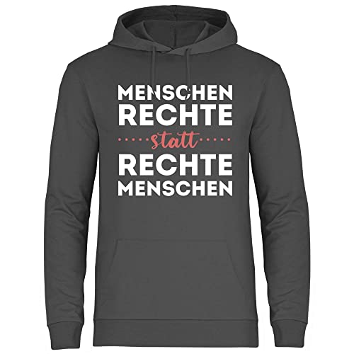 wowshirt Herren Hoodie Menschenrechte Statt Rechte Menschen Gegen Rassismus Anti Nazis Politisches Statement, Größe:M, Farbe:Light Graphite von wowshirt