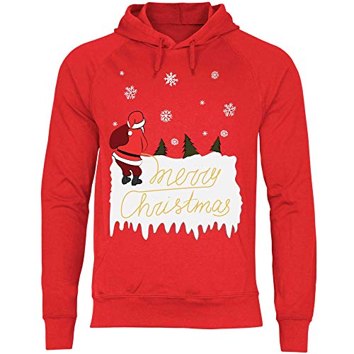 wowshirt Herren Hoodie Merry Christmas Weihnachtsmann Pinkelt Ugly Christmas, Größe:S, Farbe:Red von wowshirt