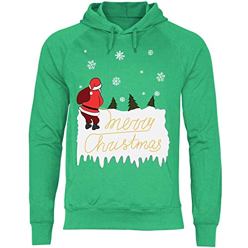 wowshirt Herren Hoodie Merry Christmas Weihnachtsmann Pinkelt Ugly Christmas, Größe:XL, Farbe:Kelly Green von wowshirt