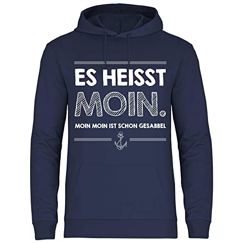 wowshirt Herren Hoodie Moin Moin Ist Schon Gesabbel Nordsee Ostsee Urlaub Möwe Plattdeutsch Meer, Größe:3XL, Farbe:Deep Navy von wowshirt