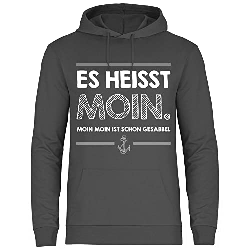 wowshirt Herren Hoodie Moin Moin Ist Schon Gesabbel Nordsee Ostsee Urlaub Möwe Plattdeutsch Meer, Größe:4XL, Farbe:Light Graphite von wowshirt