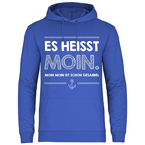 wowshirt Herren Hoodie Moin Moin Ist Schon Gesabbel Nordsee Ostsee Urlaub Möwe Plattdeutsch Meer, Größe:4XL, Farbe:Royal von wowshirt