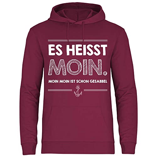 wowshirt Herren Hoodie Moin Moin Ist Schon Gesabbel Nordsee Ostsee Urlaub Möwe Plattdeutsch Meer, Größe:L, Farbe:Burgundy von wowshirt