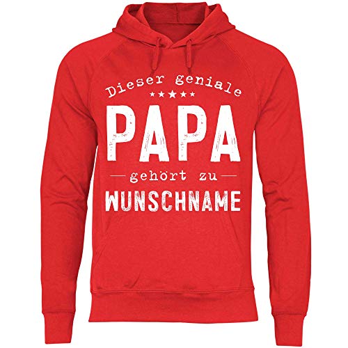 wowshirt Herren Hoodie Personalisiertes Geschenk für Papa Anpassbare Name Wunschname, Größe:XXL, Farbe:Red von wowshirt