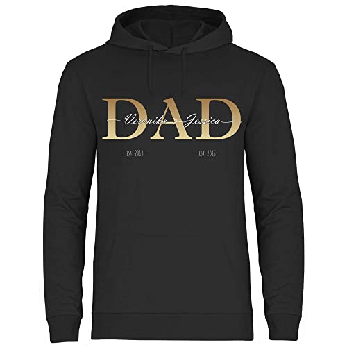 wowshirt Herren Hoodie Personalisiertes Geschenk für Papa Kinder Namen und Geburtsjahr Dad Vatertag, Größe:XXL, Farbe:Black von wowshirt