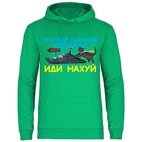 wowshirt Herren Hoodie Russisches Kriegsschiff Selenskyj Ukrainische Flagge Ukraine Protest, Größe:XL, Farbe:Kelly Green von wowshirt