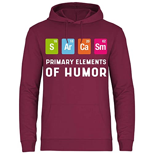 wowshirt Herren Hoodie Sarcasm Elements of Humor Wissenschaft Chemiker Sarkasmus Periodensytem Nerd Geek, Größe:3XL, Farbe:Burgundy von wowshirt