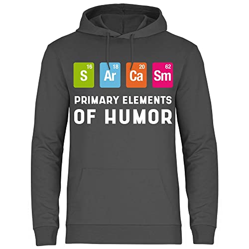 wowshirt Herren Hoodie Sarcasm Elements of Humor Wissenschaft Chemiker Sarkasmus Periodensytem Nerd Geek, Größe:L, Farbe:Light Graphite von wowshirt