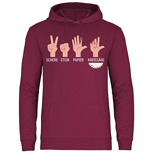 wowshirt Herren Hoodie Schere Stein Papier Kreissäge Tischler Zimmermann Holzfäller Schreiner, Größe:L, Farbe:Burgundy von wowshirt