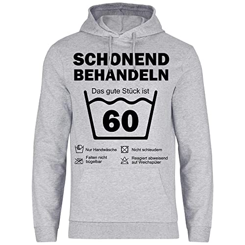 wowshirt Herren Hoodie Schonend Behandeln Das Gute Stück Ist 60 Geschenk zum 60. Geburtstag 60 Jahre, Größe:5XL, Farbe:Heather Grey von wowshirt