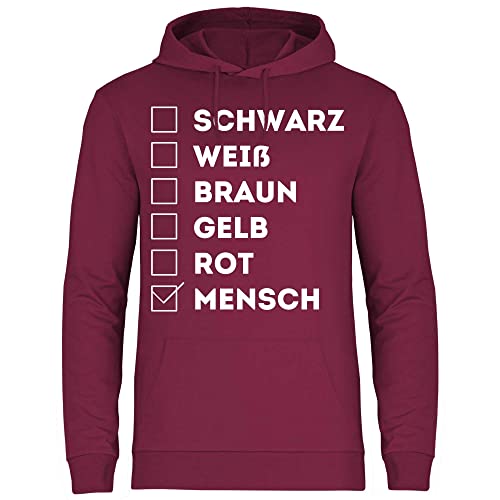 wowshirt Herren Hoodie Schwarz Weiss Gelb Rot Braun Gegen Rassismus Anti Nazis Menschenrechte, Größe:XXL, Farbe:Burgundy von wowshirt