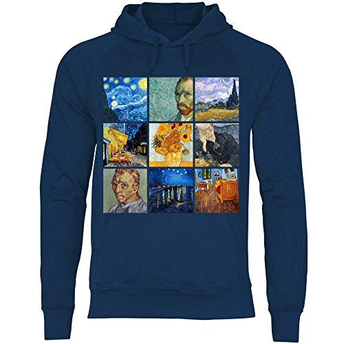 wowshirt Herren Hoodie Sternennacht Gemälde Kunst Künstler Maler Van Gogh, Größe:L, Farbe:Deep Navy von wowshirt