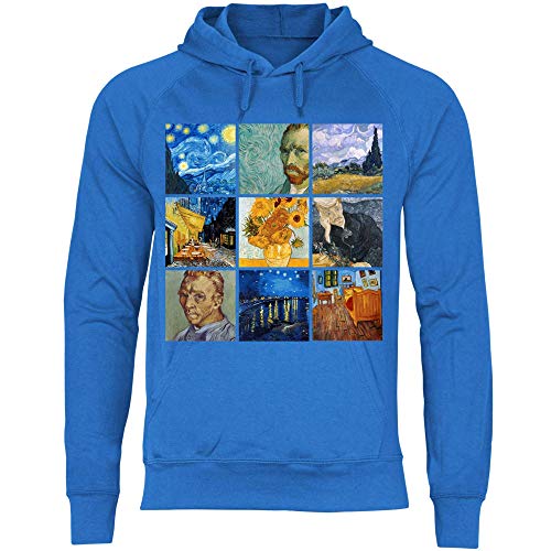 wowshirt Herren Hoodie Sternennacht Gemälde Kunst Künstler Maler Van Gogh, Größe:L, Farbe:Royal Blue von wowshirt