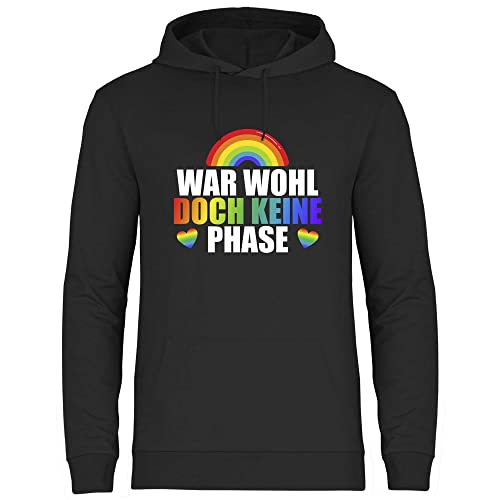 wowshirt Herren Hoodie War Wohl Doch Keine Phase Regenbogen LGBT LGBTQ Schwul, Größe:XL, Farbe:Black von wowshirt