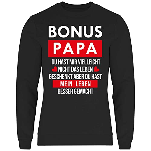 wowshirt Herren Sweatshirt Bonus-Papa Du Hast Mein Leben Besser Gemacht Stiefvater Spruch, Größe:3XL, Farbe:Black von wowshirt