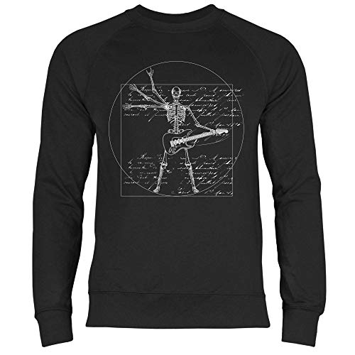 wowshirt Herren Sweatshirt Da Vinci Rock Musik Festival Skelett Gitarre, Größe:L, Farbe:Black von wowshirt