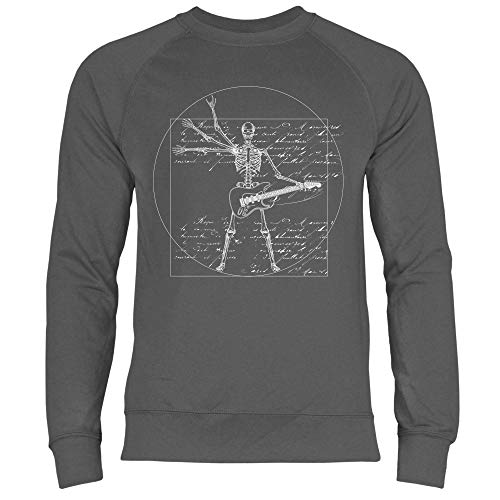 wowshirt Herren Sweatshirt Da Vinci Rock Musik Festival Skelett Gitarre, Größe:M, Farbe:Light Graphite von wowshirt