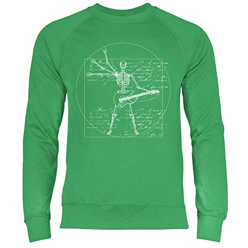 wowshirt Herren Sweatshirt Da Vinci Rock Musik Festival Skelett Gitarre, Größe:XL, Farbe:Kelly Green von wowshirt