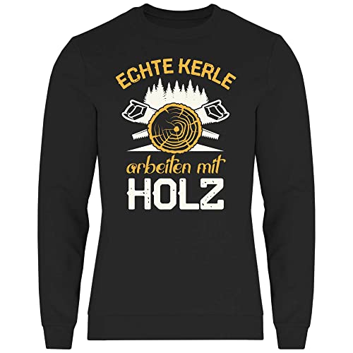 wowshirt Herren Sweatshirt Echte Kerle Arbeiten mit Holz Kreissäge Tischler Zimmermann Holzfäller Schreiner Handwerker, Größe:L, Farbe:Black von wowshirt