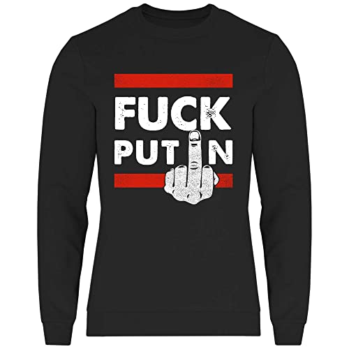 wowshirt Herren Sweatshirt Fuck Putin Für Ukraine Ukrainische Patrioten Gegen Putin Demo, Größe:L, Farbe:Black von wowshirt