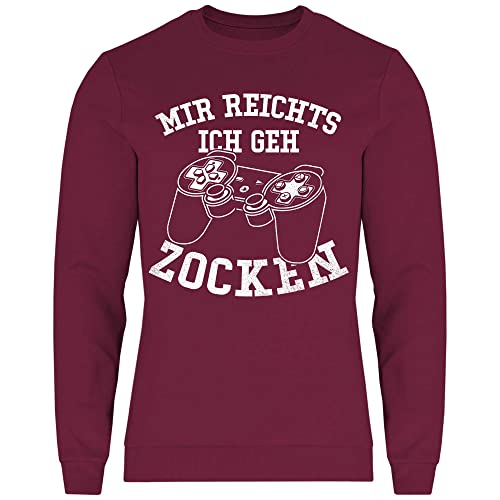 wowshirt Herren Sweatshirt Geschenk für Gamer Zocker Mir Reichts Ich GEH Zocken Gaming, Größe:XXL, Farbe:Burgundy von wowshirt