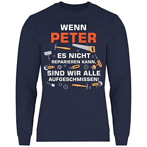 wowshirt Herren Sweatshirt Geschenk für Handwerker Personalisierbar mit Namen Baustelle Heimwerker Spruch, Größe:XXL, Farbe:Deep Navy von wowshirt