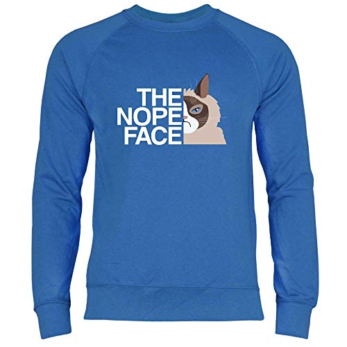 wowshirt Herren Sweatshirt Geschenk für Katzenliebhaber The Nope Face Faul Katzen-Motiv, Größe:XL, Farbe:Royal Blue von wowshirt