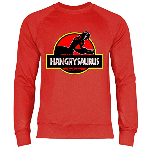 wowshirt Herren Sweatshirt Hangrysaurus Retro Dinosaurier Geschenkidee Premium T-Rex Geschenk, Größe:XXL, Farbe:Red von wowshirt