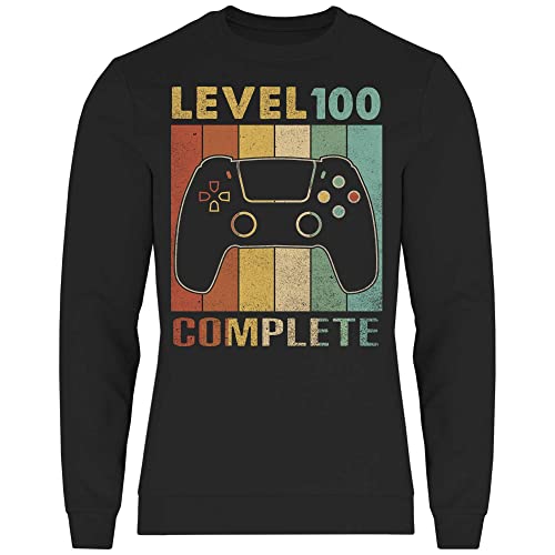 wowshirt Herren Sweatshirt Herren Geburtstagsgeschenk Für Gamer Zocker 18 20 30 Geburtstag Gaming, Größe:M, Farbe:Level 100 Complete Black von wowshirt