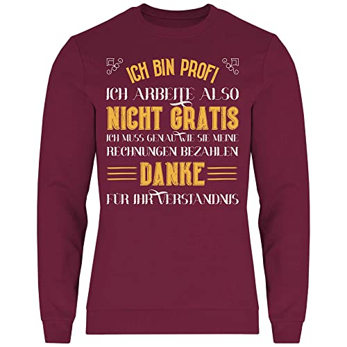 wowshirt Herren Sweatshirt Ich Bin Profi Handwerker Mechaniker Elektriker Bauarbeiter, Größe:XXL, Farbe:Burgundy von wowshirt