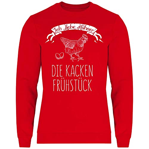 wowshirt Herren Sweatshirt Ich Liebe Hühner Die Kacken Frühstück Bauer Bauernhof Hühnerhalter Landwirt, Größe:XL, Farbe:Red von wowshirt