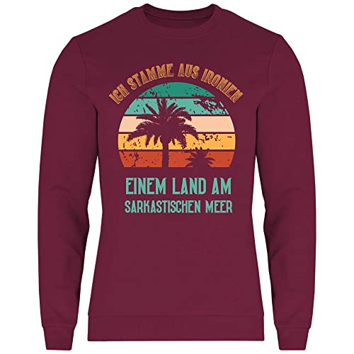 wowshirt Herren Sweatshirt Ich stamme aus Ironien einem Land am sarkastischen Meer Büro-Humor Scherzkeks, Größe:XL, Farbe:Burgundy von wowshirt