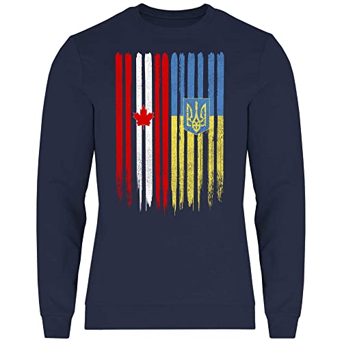 wowshirt Herren Sweatshirt Kanada Ukraine kanadische ukrainische Flagge Dreizack Wurzeln, Größe:XL, Farbe:Deep Navy von wowshirt