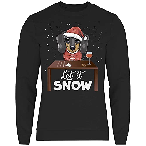 wowshirt Herren Sweatshirt Let It Snow Dackel Weihnachtsmotiv Weihnachten Nikolaus Ugly Christmas, Größe:XXL, Farbe:Black von wowshirt