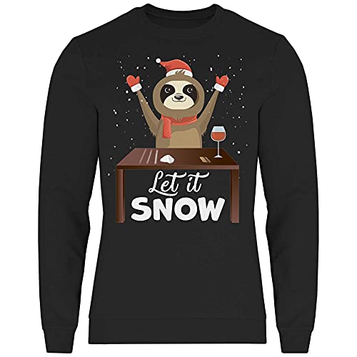 wowshirt Herren Sweatshirt Let It Snow Faultier Weihnachtsmotiv Weihnachten Nikolaus Ugly Christmas, Größe:5XL, Farbe:Black von wowshirt
