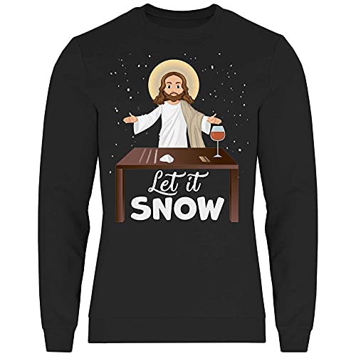 wowshirt Herren Sweatshirt Let It Snow Jesus Weihnachtsmotiv Weihnachten Nikolaus Ugly Christmas, Größe:XL, Farbe:Black von wowshirt