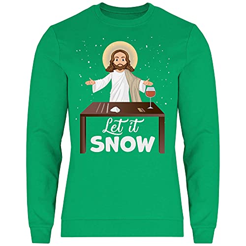 wowshirt Herren Sweatshirt Let It Snow Jesus Weihnachtsmotiv Weihnachten Nikolaus Ugly Christmas, Größe:XL, Farbe:Kelly Green von wowshirt