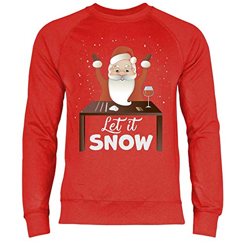 wowshirt Herren Sweatshirt Let It Snow Santa Weihnachtsmotiv Weihnachten Nikolaus, Größe:M, Farbe:Red von wowshirt