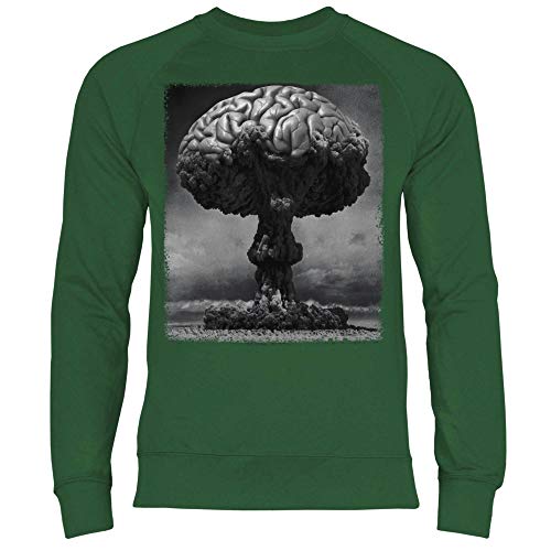 wowshirt Herren Sweatshirt Lustiges Geschenk Gehirn Atomexplosion Müde Mitarbeiter, Größe:XXL, Farbe:Bottle Green von wowshirt